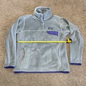 Patagonia Gray and Purple Fleece Pullover with pocket L
